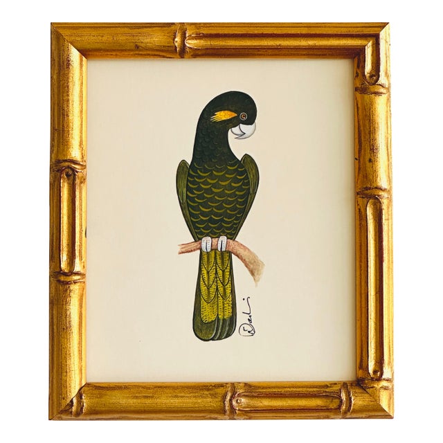 Original Hand-Painted Cockatoo Painting, Framed For Sale