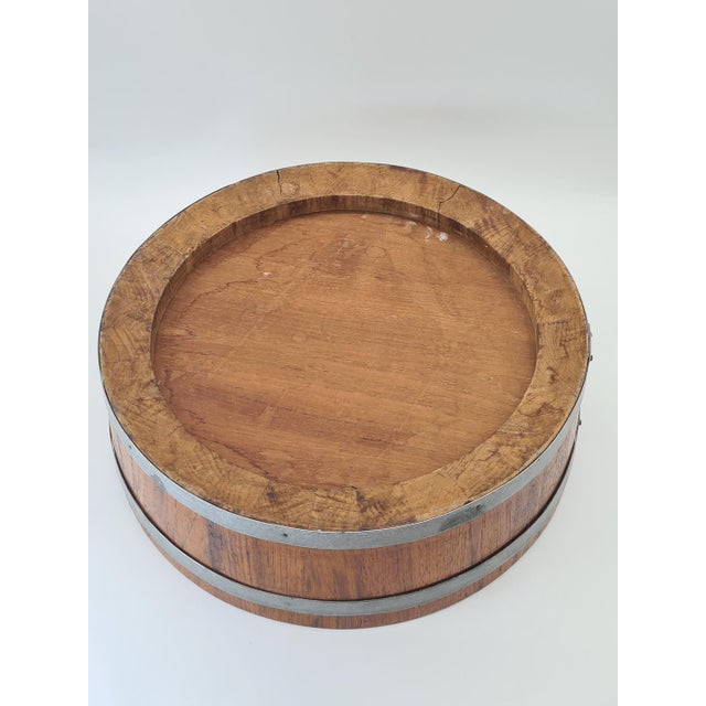 Wood Large Vintage Wooden Bowl with Metal Rims, 1960s For Sale - Image 7 of 11