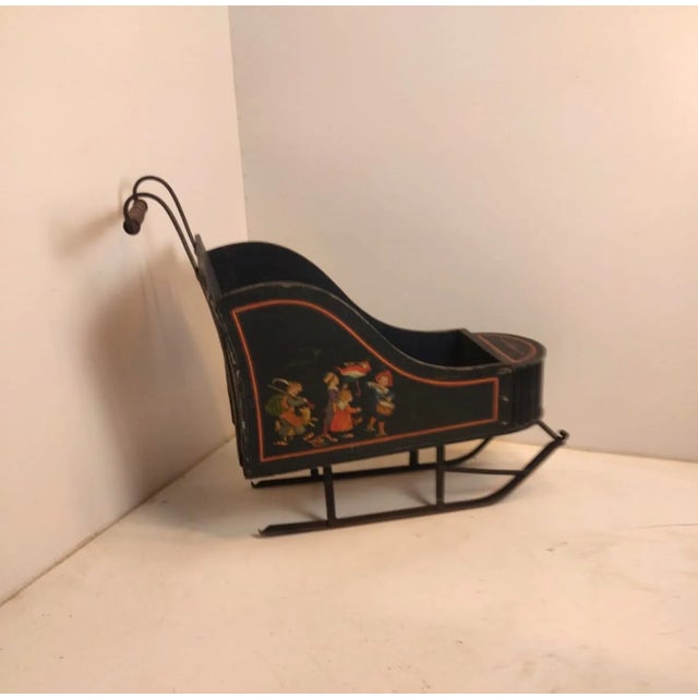 Vintage Black Wood Sled For Sale - Image 6 of 10