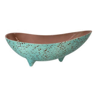 Vintage Usa Ceramic Bowl With Speckled Finish and Biometric Shape For Sale