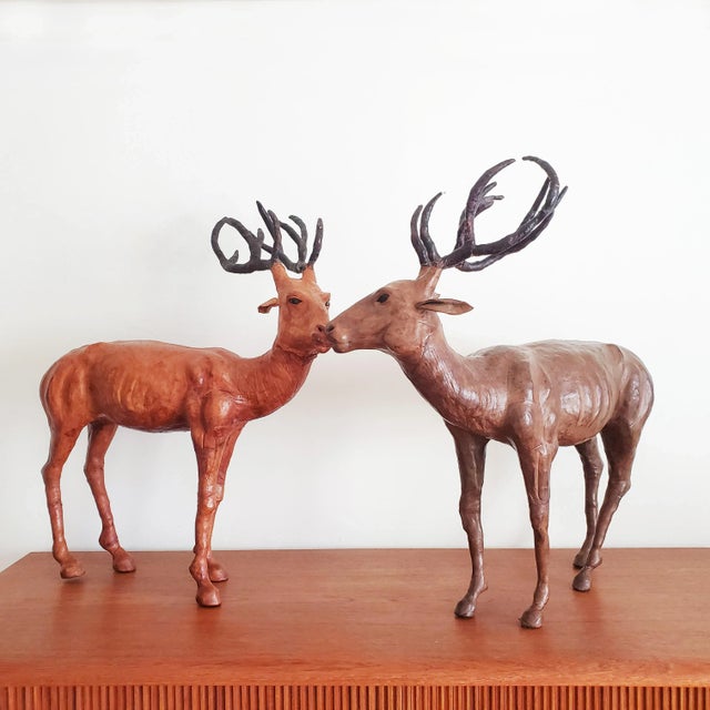 A Pair of Large Leather Deers / Harts Sculptures For Sale - Image 12 of 12
