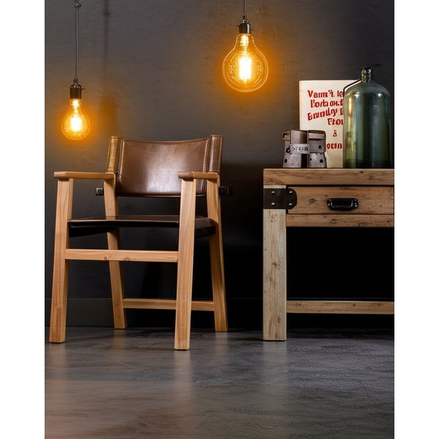 Brown Lambden Leather Side Chair For Sale - Image 8 of 9