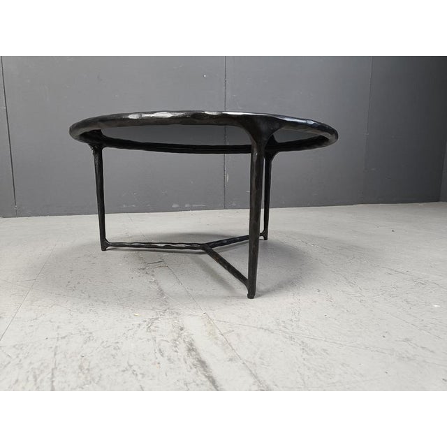 Brutalist Round Sculpted Steel Coffee Table, 1970s For Sale - Image 12 of 13
