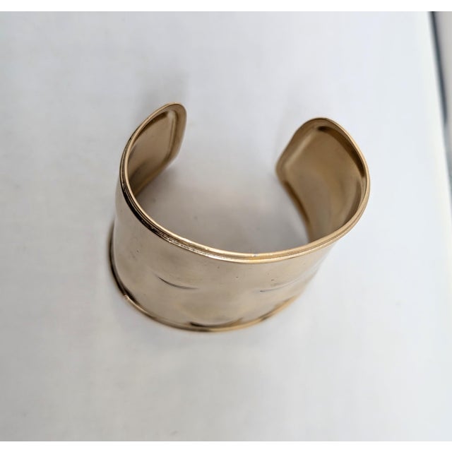 Metal Vintage 1977 Signed Napier Ad Piece Goldtone Wide Wavy Cuff Bracelet For Sale - Image 7 of 11