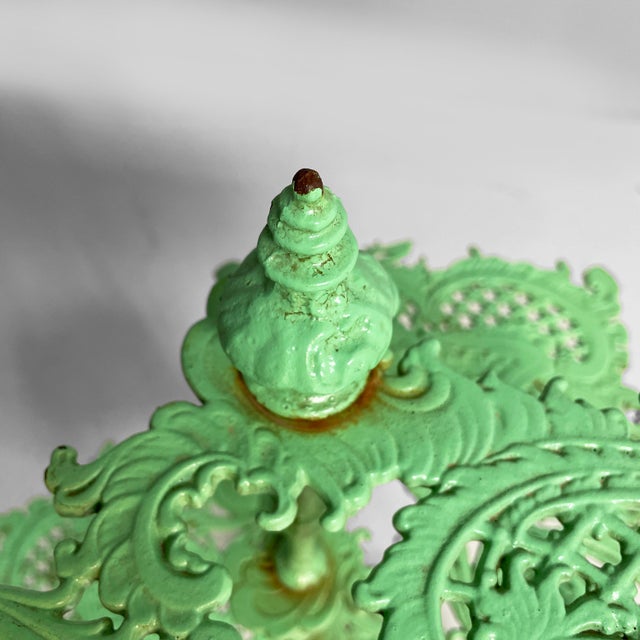 1930s Italian Art Deco Plant Stands in Green Cast Iron, 1930s, Set of 2 For Sale - Image 5 of 18