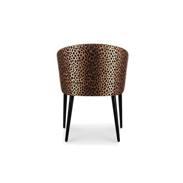 Contemporary Utopía Dining Chair in Leopard Furry Velvet from Moanne For Sale - Image 3 of 5