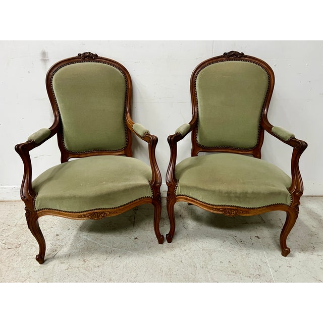 Louis XV Style Armchairs in Walnut, Set of 2 For Sale - Image 14 of 14