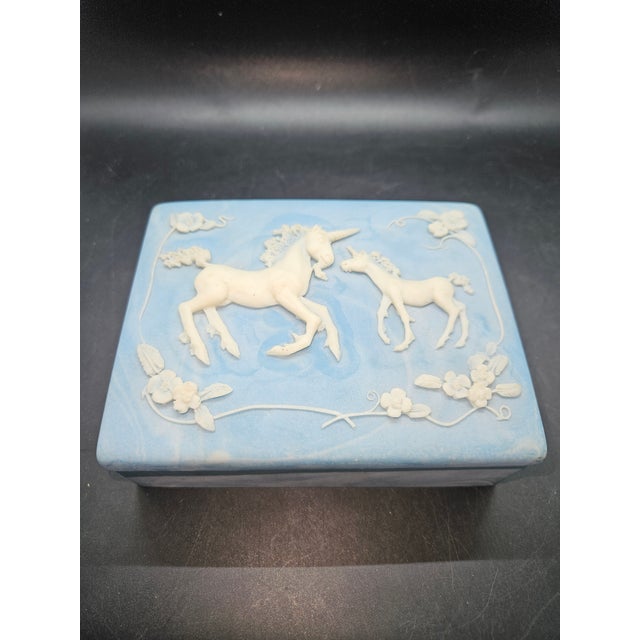 Art Nouveau Vintage 1980s Incolay Stone Trinket Box For Sale - Image 3 of 4