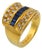 Vintage Sapphire Diamond 18k Yellow Gold Cocktail Ring, Size 6.5 For Sale