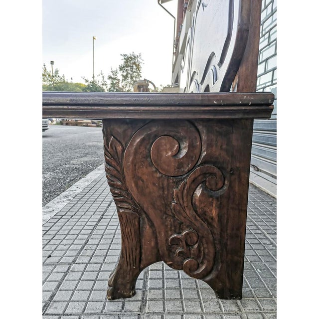 1950s Wooden Bench with Lion Paws in Solid Wood, Italy, 1950s For Sale - Image 5 of 10