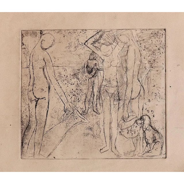 Figures is an original etching on paper by an Anonymous Artist of The 20th Century. In good conditions. Not signed. This...