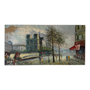Caroline C. Burnett (1877–1950) Parisian Street Scene Oil on Canvas Painting – Signed, Unframed