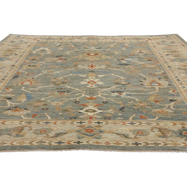 Contemporary Blue Persian Sultanabad Rug - 08'02 X 10'01 For Sale - Image 3 of 9