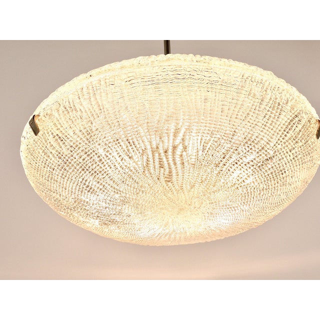 Metal Mid-Century Kalmar Discus Textured Glass & Nickel Chandelier attributed to J. T. Kalmar for Kalmar, Austria, 1950s For Sale - Image 7 of 18