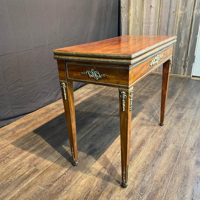 Neoclassical Antique French Neoclassical Game or Card Table For Sale - Image 3 of 9