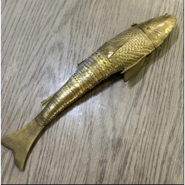 Metal Large Antique Judaica Brass Articulated Fish Besamim Spice Box For Sale - Image 7 of 12