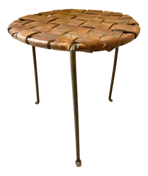 Organic Modern Iron & Leather Stool by Lila Swift & Donald Monell