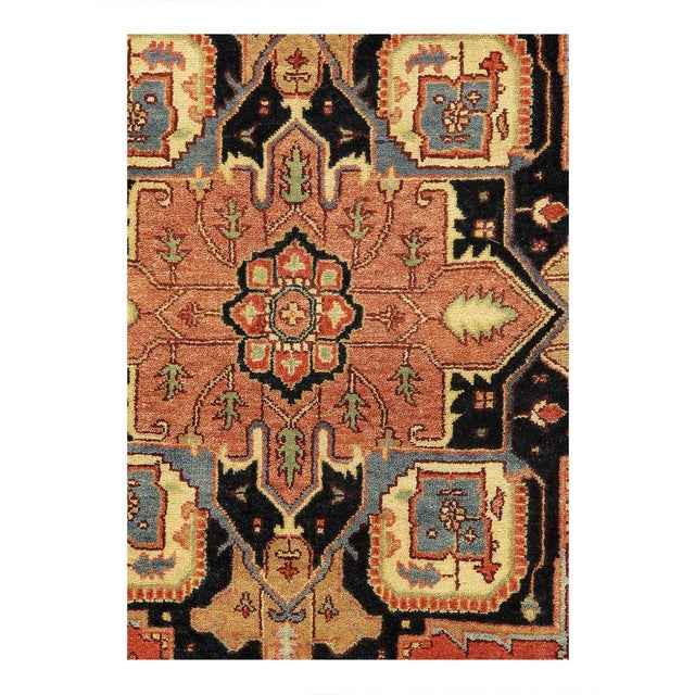 Indo Serapi design rug. Handmade Hand-knotted in fine lambswool. Lamb's Wool on a Cotton Foundation Vegetable Dyed Hand-...