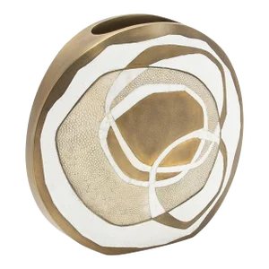 Modern Vase in Shagreen With Mother of Pearl and Brass Details by R&y Augousti