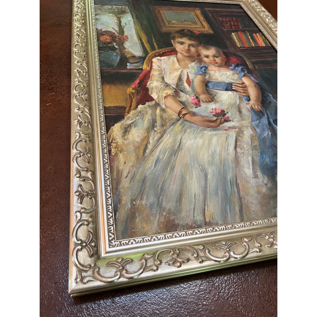 Vintage Oil Painting in Ornate Silver Frame For Sale - Image 18 of 18