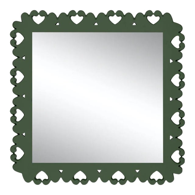 Fleur Home Garden District Satsuma Square Mirror in Duck Green, 24x24 For Sale