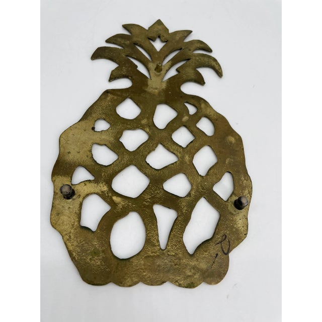 Hollywood Regency Mid 20th Century Brass Pineapple Trivet For Sale - Image 3 of 6