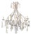 Late 20th Century. Large Silver Leaf Wrought Iron & Rock Crystal 6-Light Chandelier For Sale