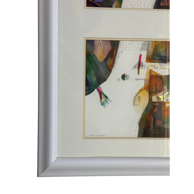 Late 20th Century Late 20th Century Original Mixed Media Diptych Painting by Bolivian-Brazilian Artist Mario Cespedes For Sale - Image 5 of 12