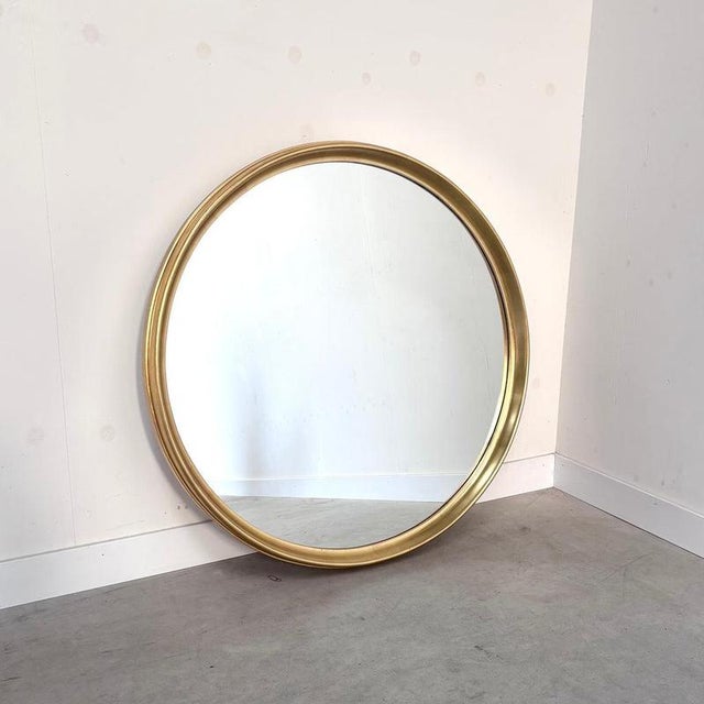 Gold Large Round Mirror, 1960s For Sale - Image 8 of 9