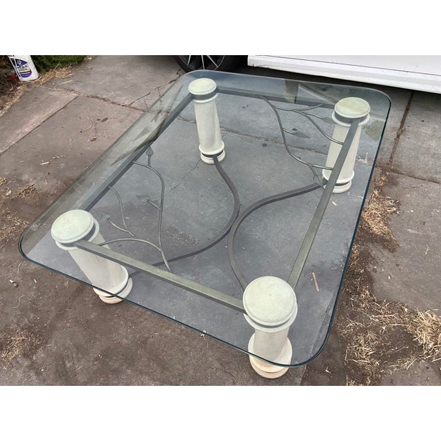 Vintage MCM Modern Glass Steel and Stained Wood Cocktail Coffee Table For Sale - Image 11 of 18