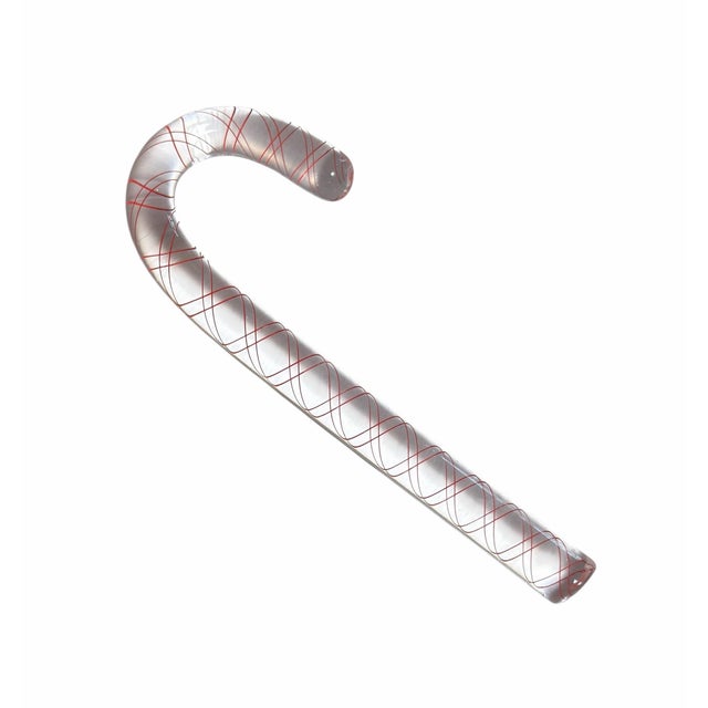 Rare Signed Steuben Crystal Latticino Candy Cane w Original Box.