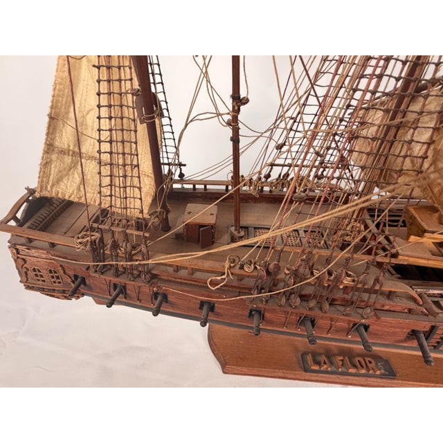 Early 20th Century French Fully Rigged Model of the Frigate La Flore For Sale - Image 4 of 11