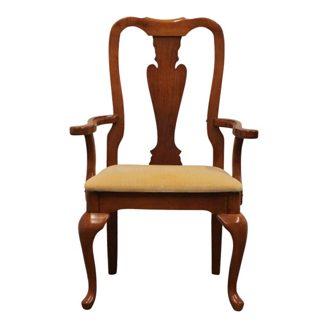 American Drew Solid Cherry Traditional Queen Anne Style Dining Arm Chair For Sale