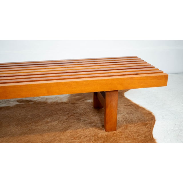 Mid Century Charles Webb Cherry Wood Slat Bench, 1990s. For Sale In Boston - Image 6 of 17