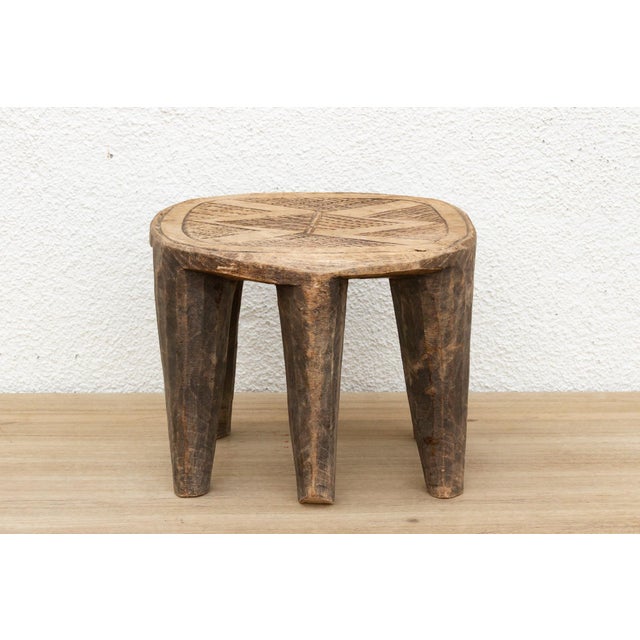 Wood Vintage Nupe Carved Stool, Aged Patina For Sale - Image 7 of 8