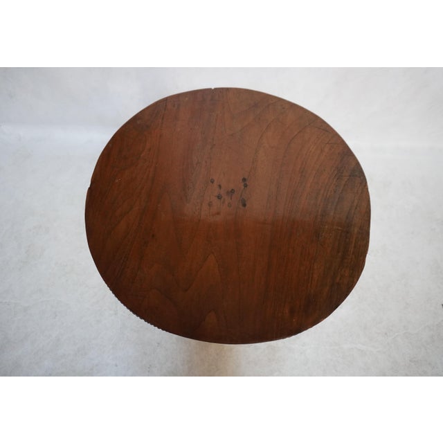 Antique Round Carved Wood Pedestal Side Table For Sale In Los Angeles - Image 6 of 15