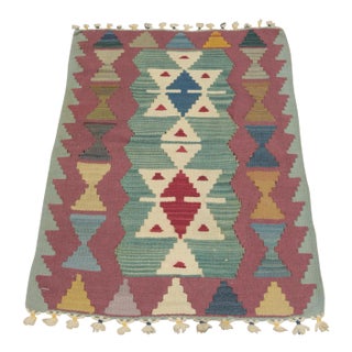 1960s Vintage Hand Knotted Kilim Rug For Sale