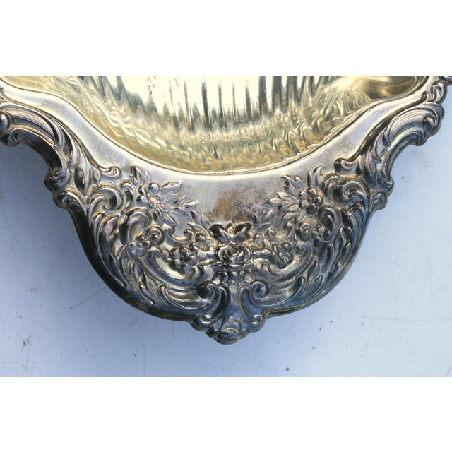 Metal 1970s 14" Majestic Silverplate Scallop Shell Tray - Ornate Floral Handle For Sale - Image 7 of 17