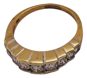14 Karat Yellow Gold and Graduating Nine Diamond Anniversary Ring 1.00 TDW, Size 7