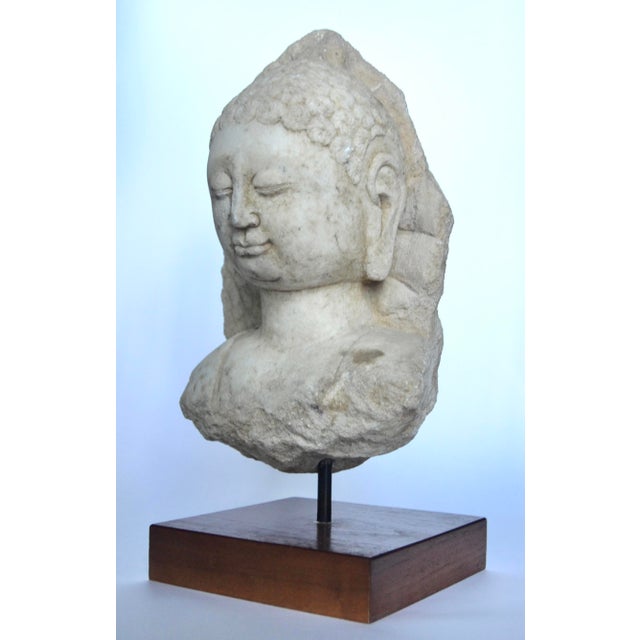 Ancient Chinese Marble Buddha Head For Sale In Los Angeles - Image 6 of 10