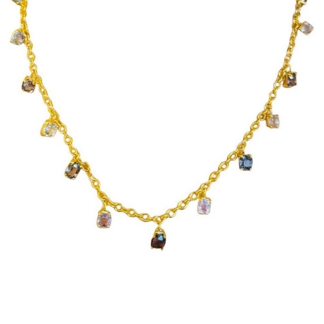 Metal Spinel Necklace With 14k Gold Oval Link Chain For Sale - Image 7 of 11