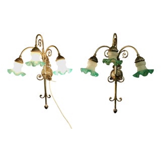 Large French Arts and Crafts Wall Lights, 1890, Set of 2 For Sale