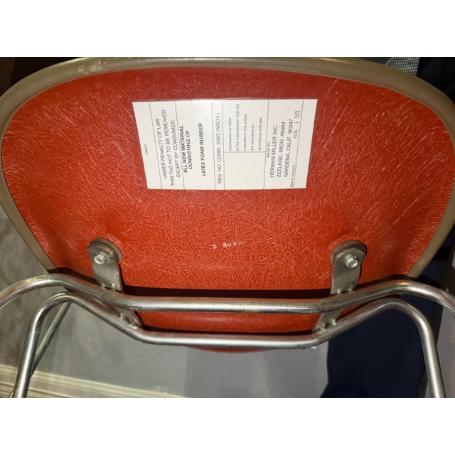 1970s 1971 Herman Miller Eames Fiberglass Shell Tablet Arm Chair, Upholstered For Sale - Image 5 of 5
