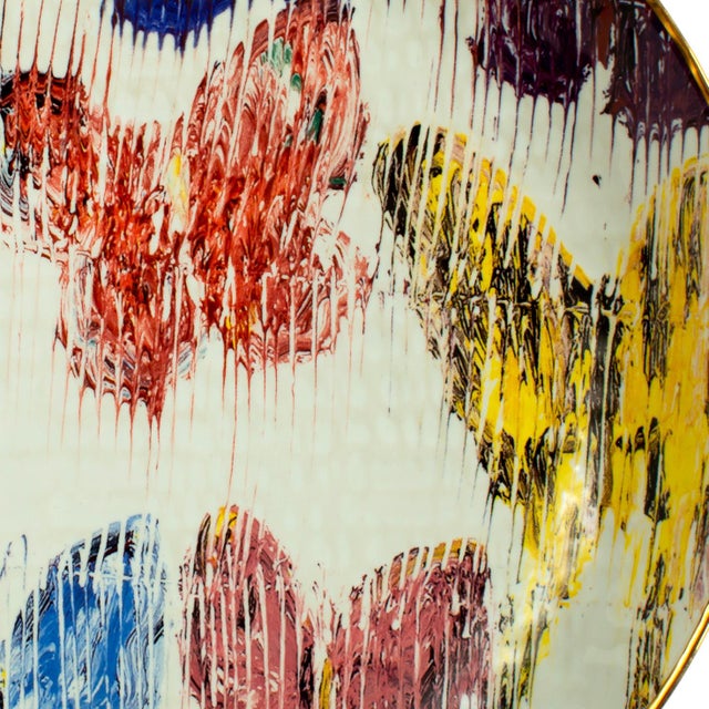 Our beautiful accent or salad plate features Hunt's butterflies against a white textured background with a hand-painted...