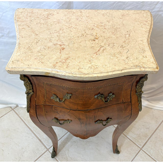Mid 20th Century Vintage French Louis XVI Style Bombay Chest With Marble Top For Sale - Image 5 of 18