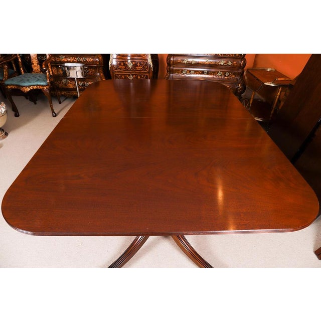 Vintage 20th Century Mahogany Twin Pillar Dining Table from William Tillman, 1980s For Sale - Image 11 of 17