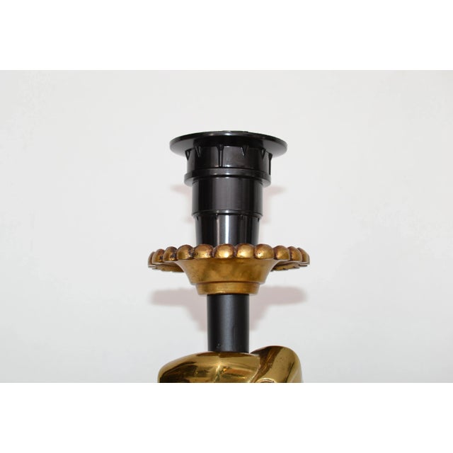 Maison Jansen French Set of 3 Bronze Hand Sconces Black Torch Mid-Century Modern For Sale In Miami - Image 6 of 10