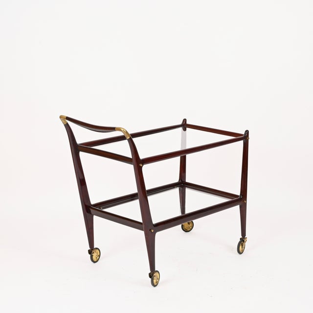 Brown Large Wood and Brass Mod. 58 Bar Cart, Italy, 1952 For Sale - Image 8 of 18