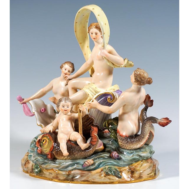 Allegorical Water Group attributed to M.V. Acier for Meissen, Germany, 1860 For Sale - Image 4 of 11