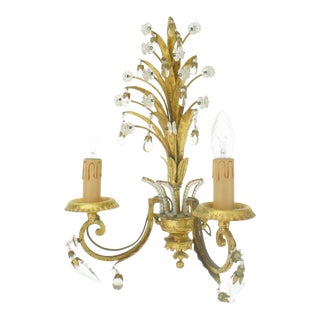 1940's French Regency Dore Floral Wall Sconce by Maison Bagues For Sale